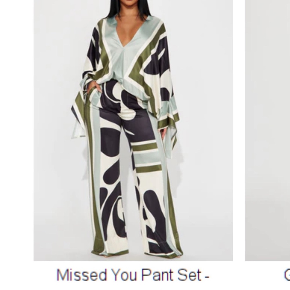 Missed You Pant Set - Black and Green